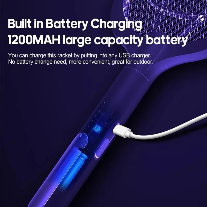 Raqueta eléctrica mata insectos recargable