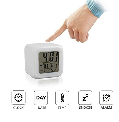 Reloj Despertador Digital LED Multicolor Con Alarma