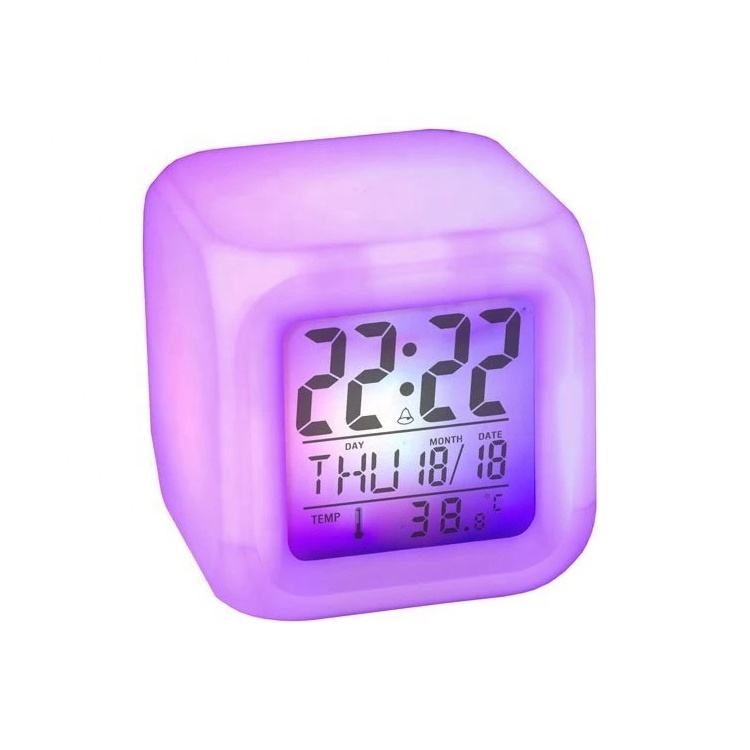 Reloj Despertador Digital LED Multicolor Con Alarma